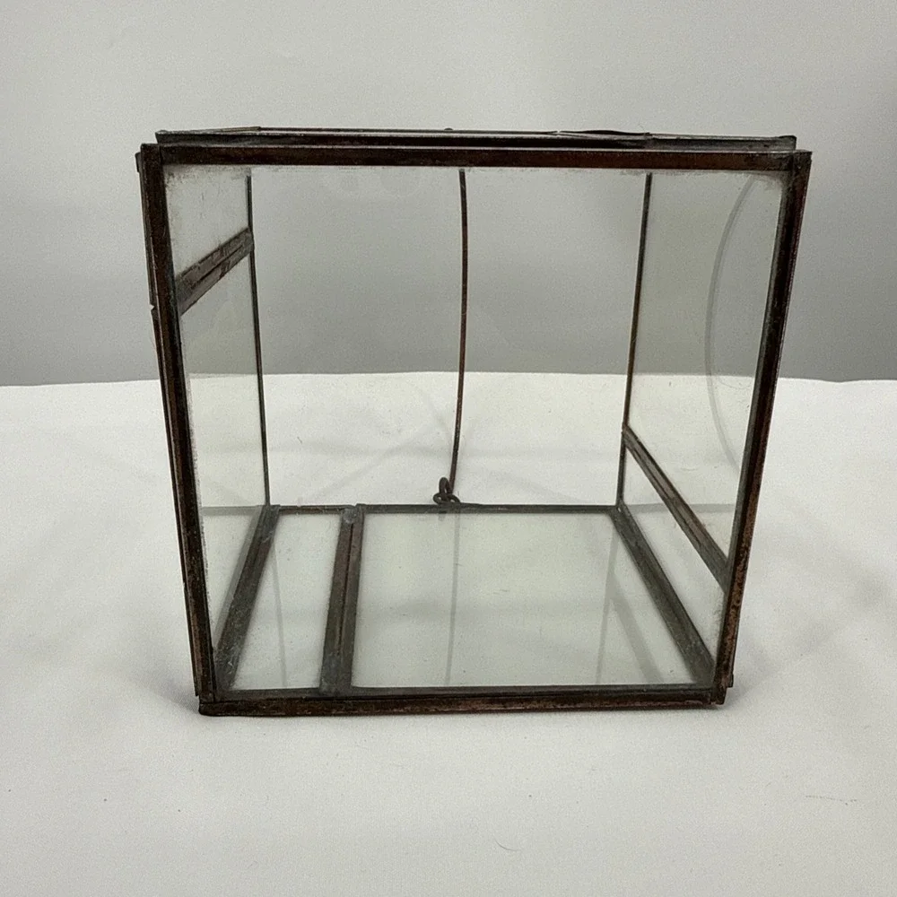 VNTG‎ Farmhouse Rustic Cabin Copper & Glass Candle Holder/multipurpose Container